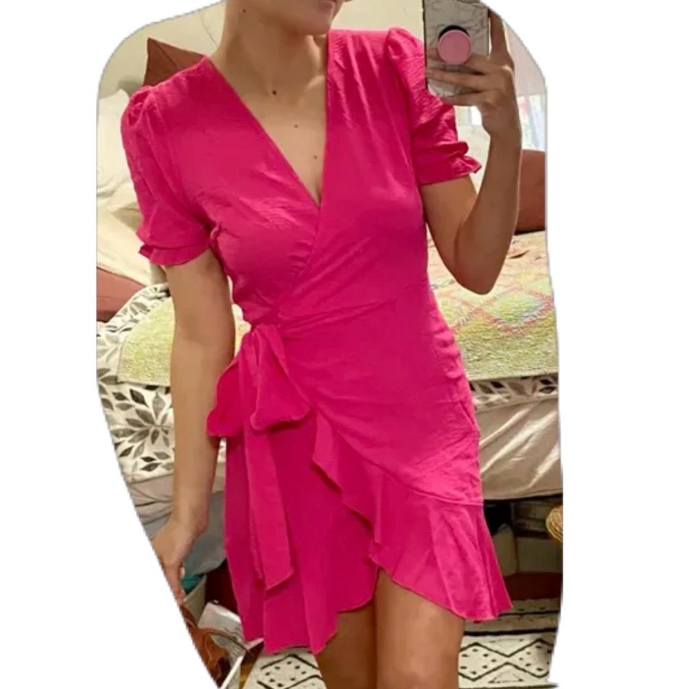 SHEIN | Pink Ruffle Wrap Dress